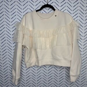DKNY Cream oversized Embellished Sweatshirt sweater Size Small